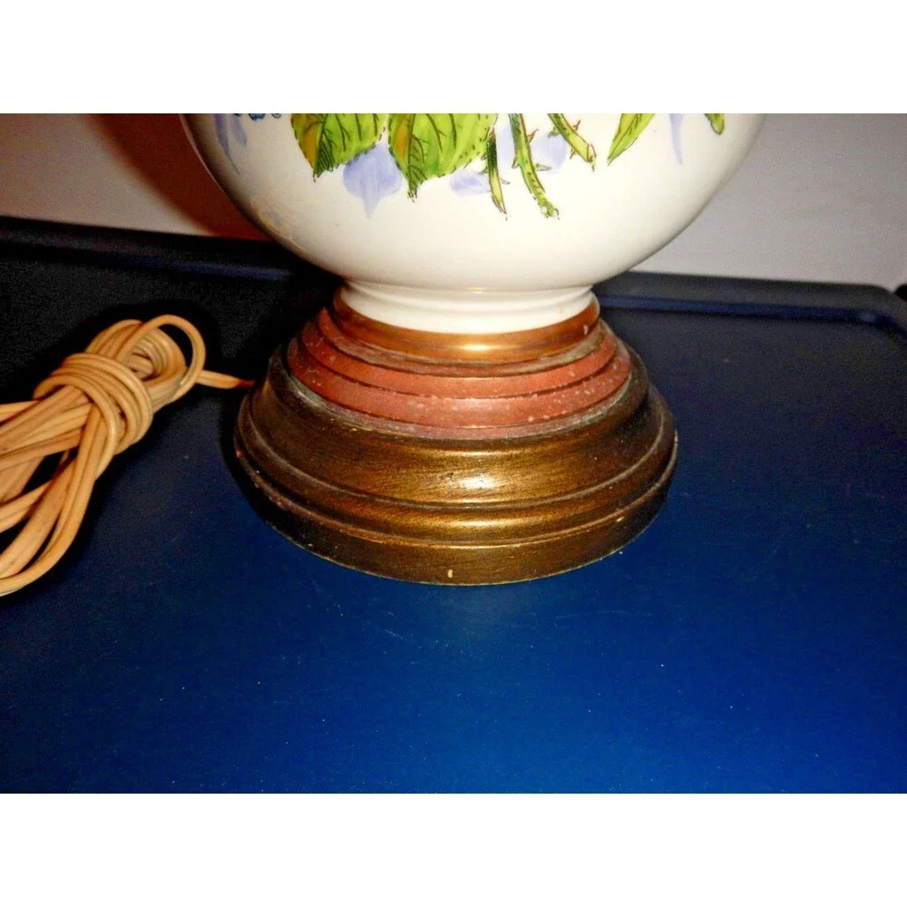 Vintage Porcelain Urn Table Lamp Roses Gold Scroll Handles Floral Hand Decorated